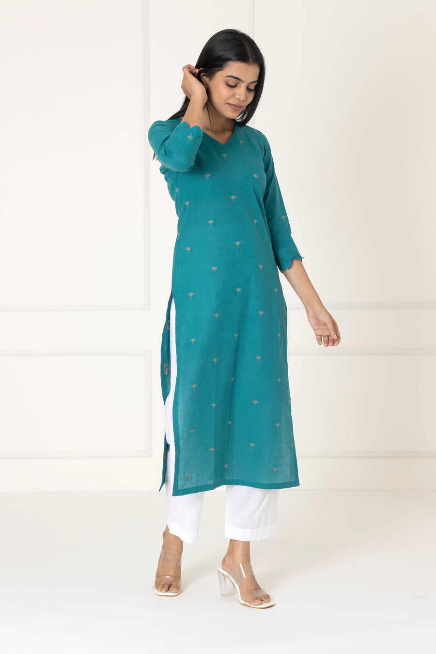 Blue Lotus handwoven kurta