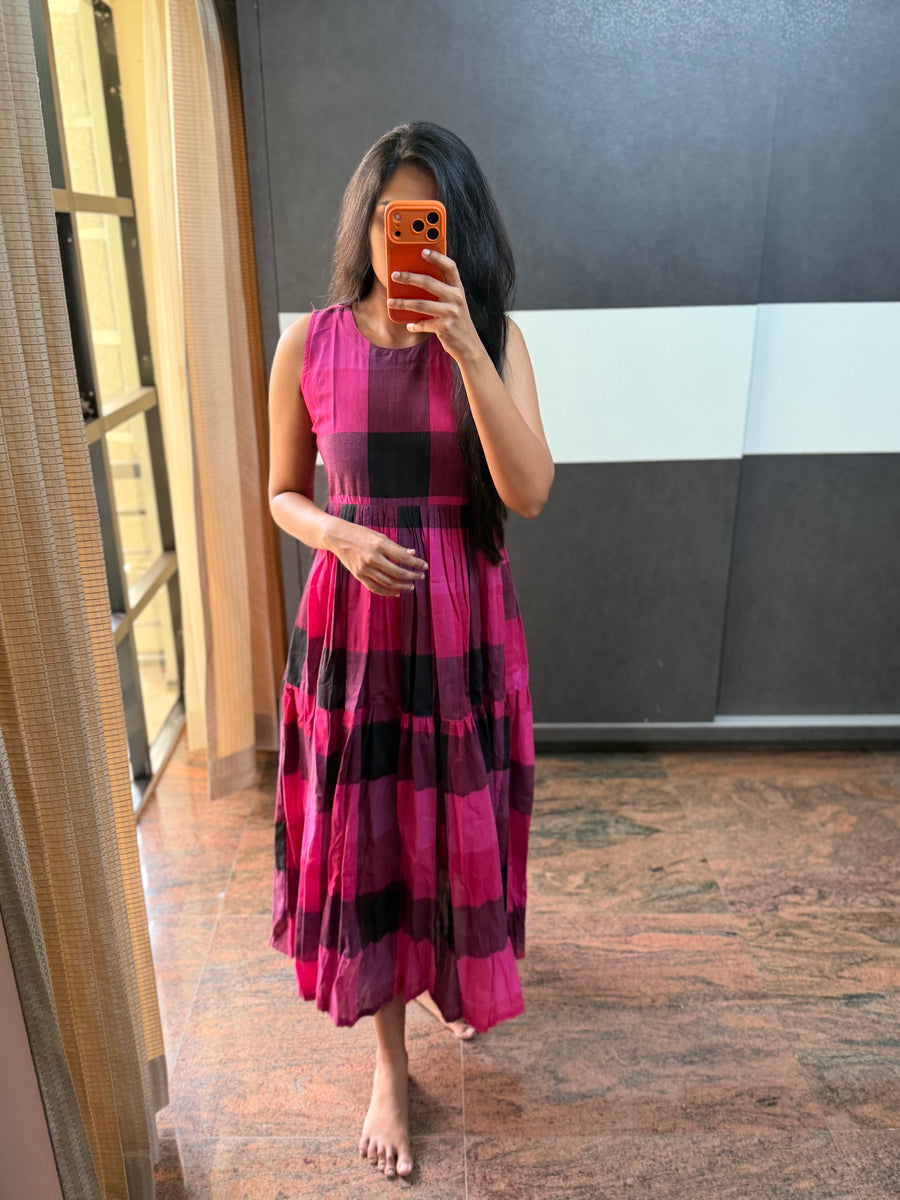 Pink checks Dress