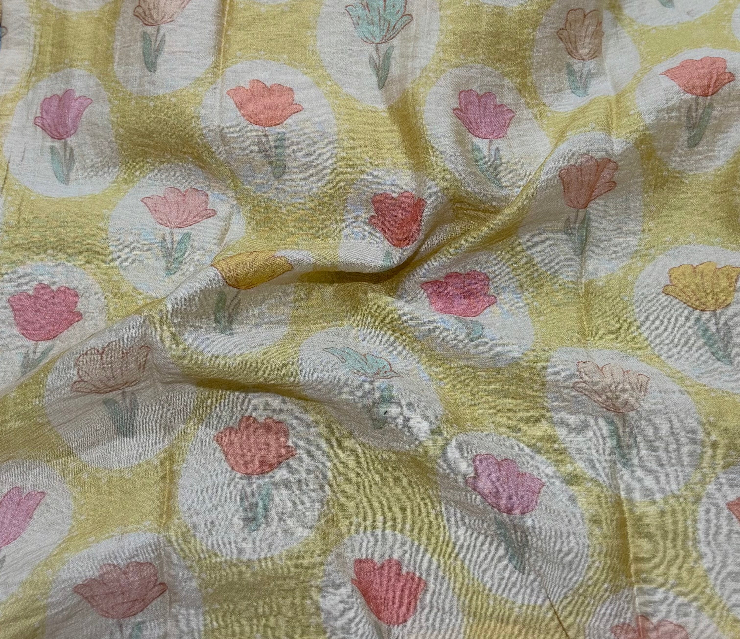 Pastel Yellow Mogra Chanderi Top and Dupatta