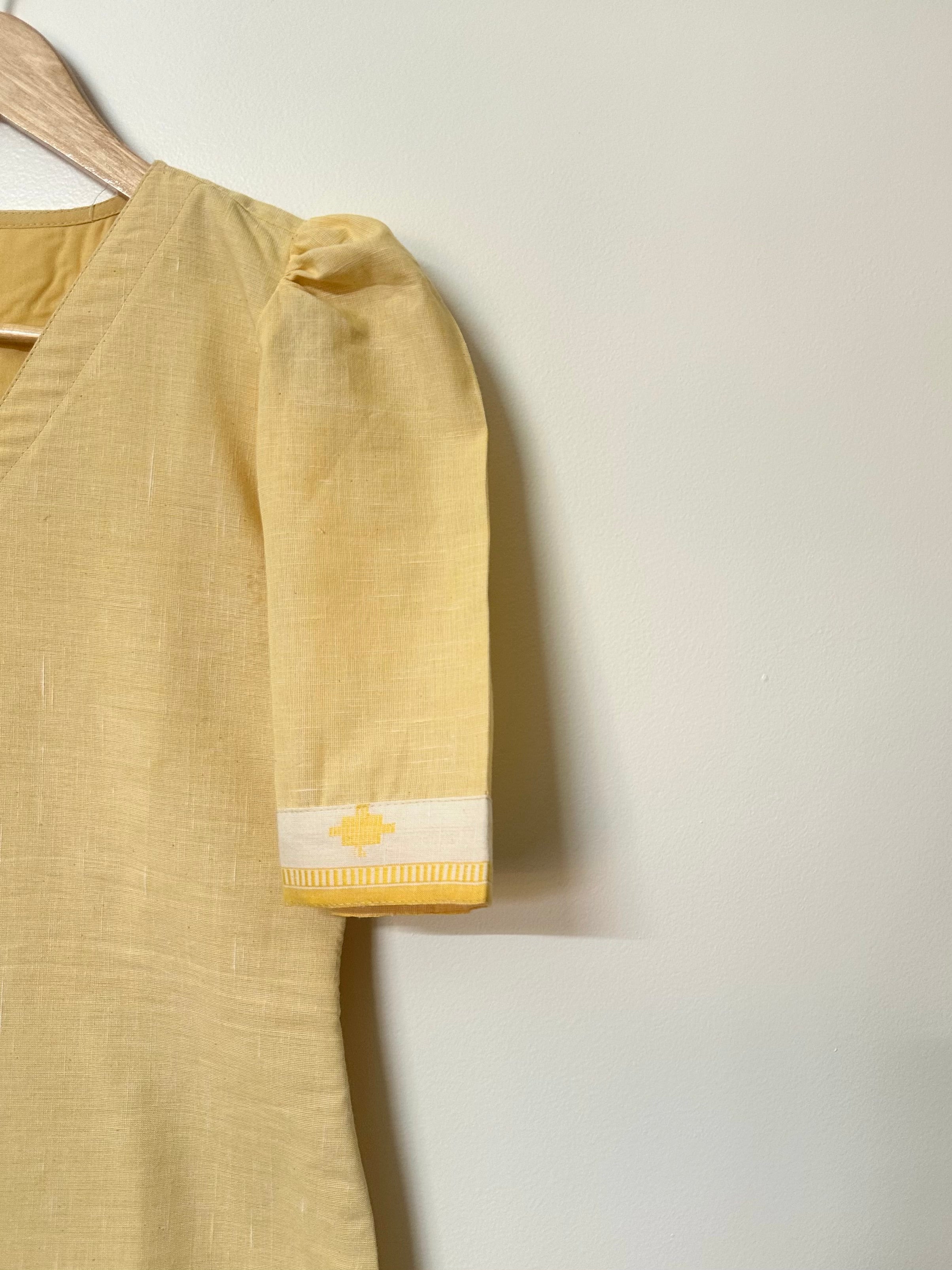 Pastel Yellow Handwoven Kurta