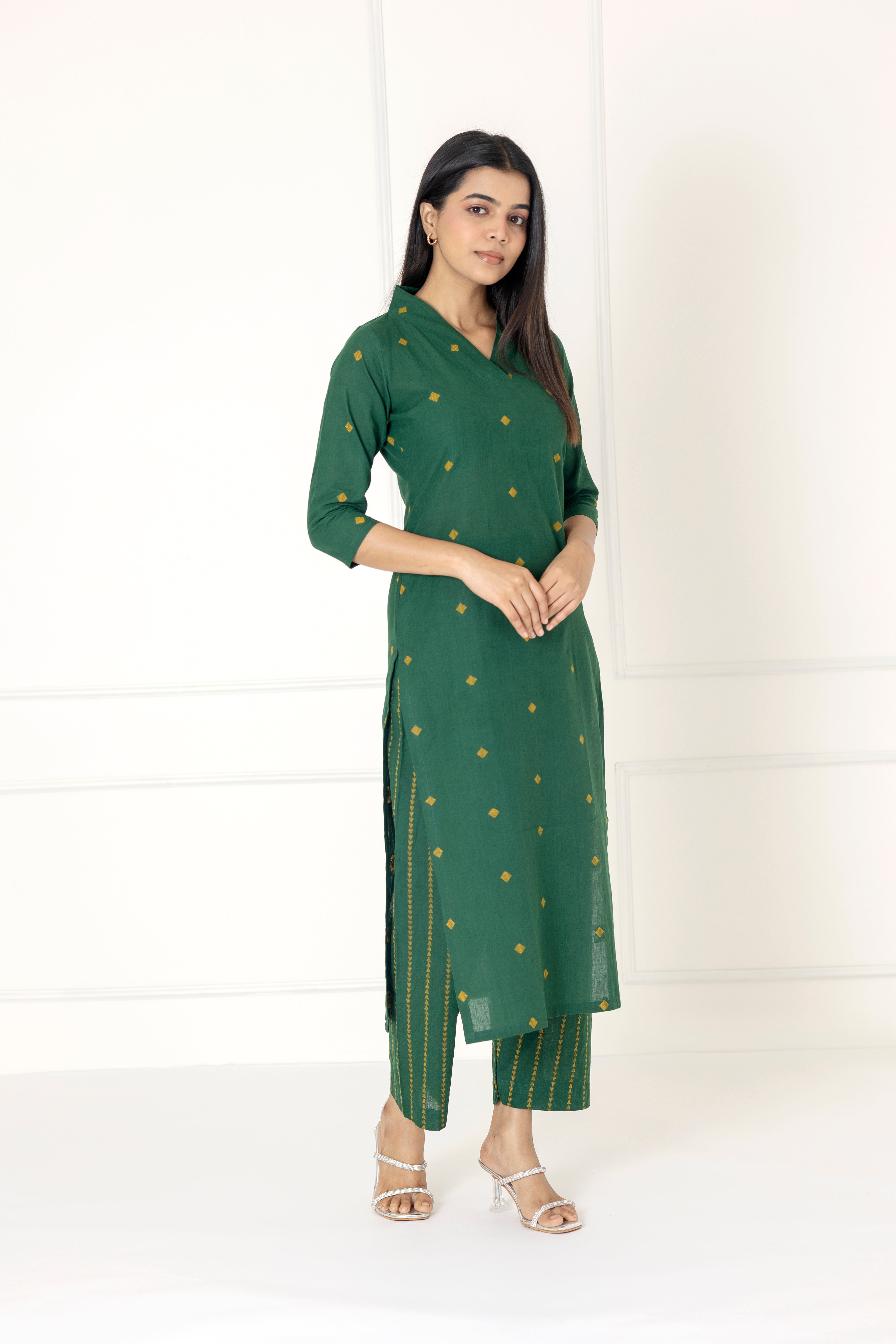 Dark Green Handloom Co-ords