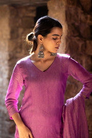 Lilac Crushed Tissue Kurta Set