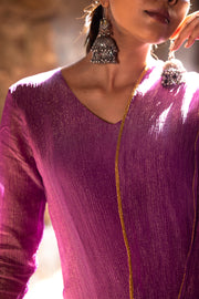 Lilac Crushed Tissue Kurta Set