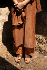 Brown Crushed Tissue Kurta Set