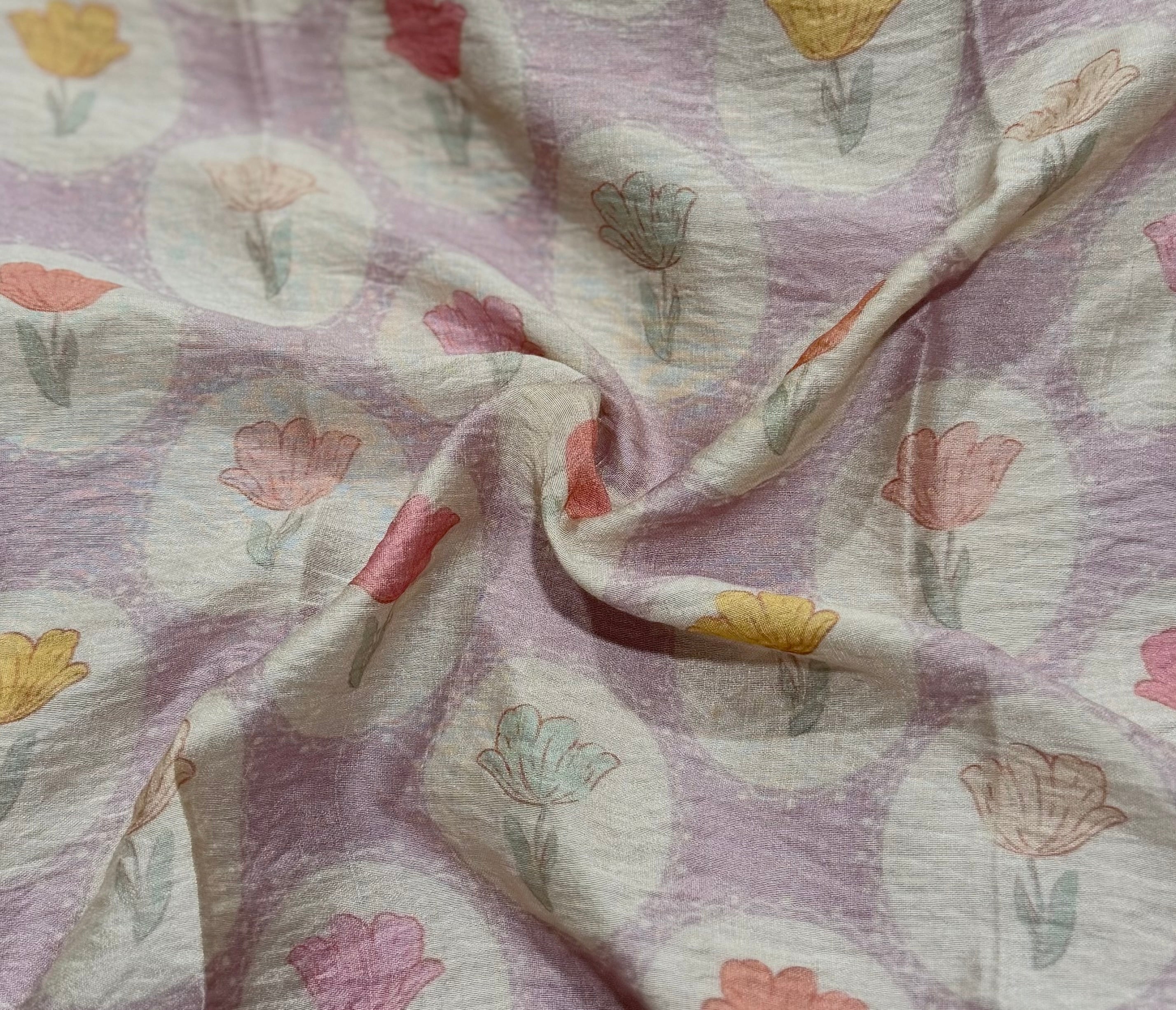 Lavender Mogra Chanderi Top and Dupatta