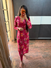 Hot Pink Floral Kurta