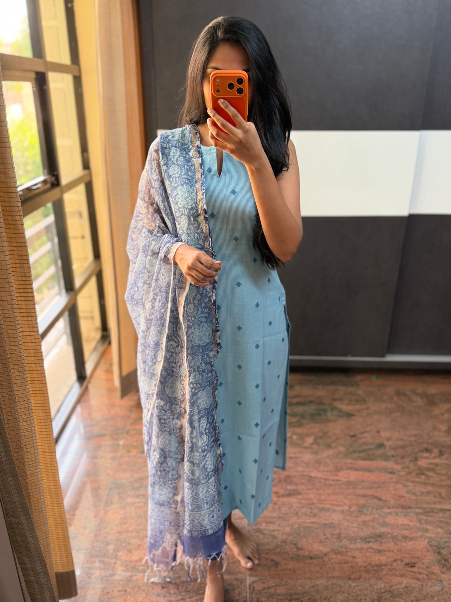 Blue Top with Kota dupatta