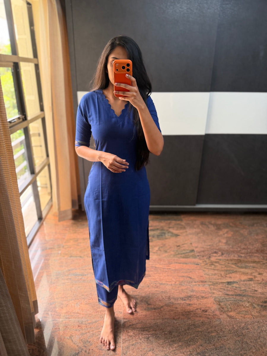 Dark Blue Handloom Co-Ords