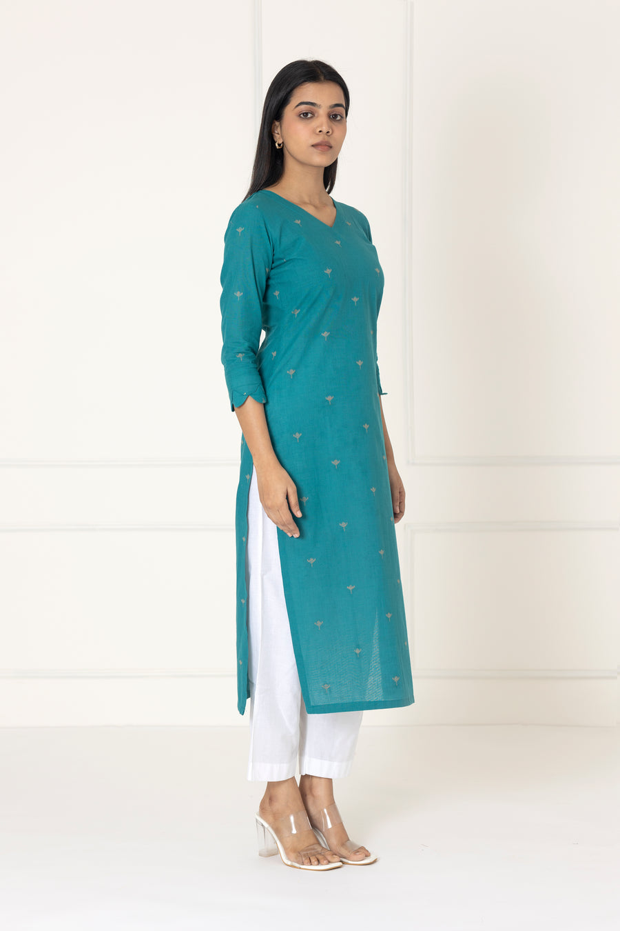 Blue Lotus handwoven kurta