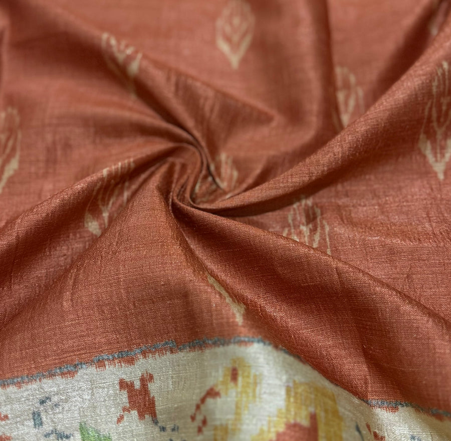 Orange Raw silk Top with Dupatta