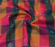 Madars Checks Top with Organza Dupatta