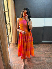 Orange checks dress