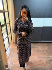 Black Cotton Kurta