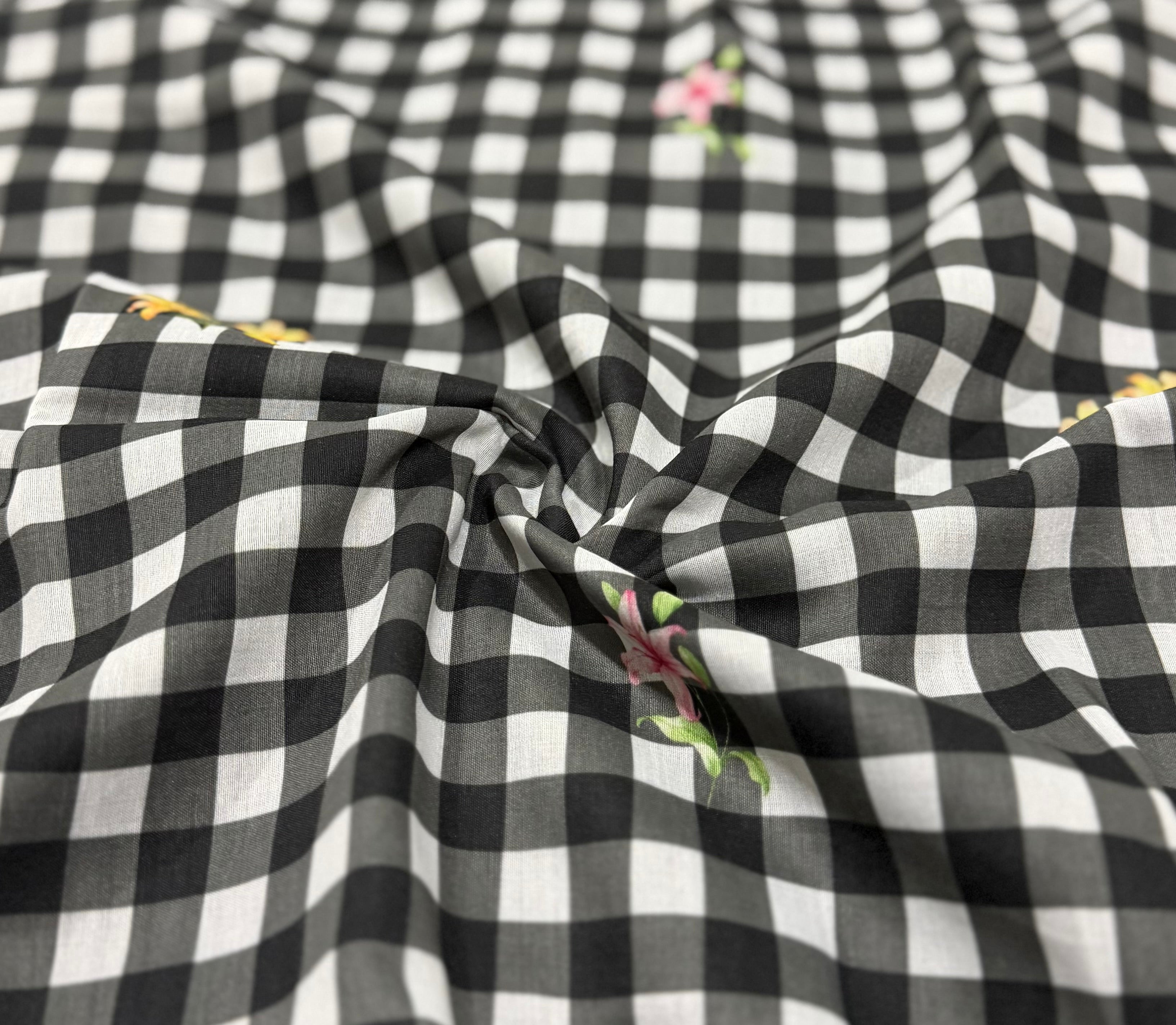 Black Checks Mul Kurta