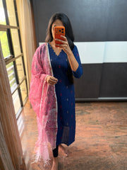 Dark Blue Top With Kota dupatta