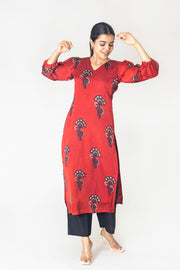 Brick Red Modal Kurta