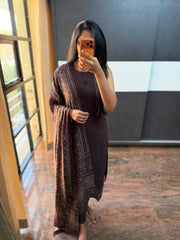 Coffee Brown Ajrkh Top and dupatta