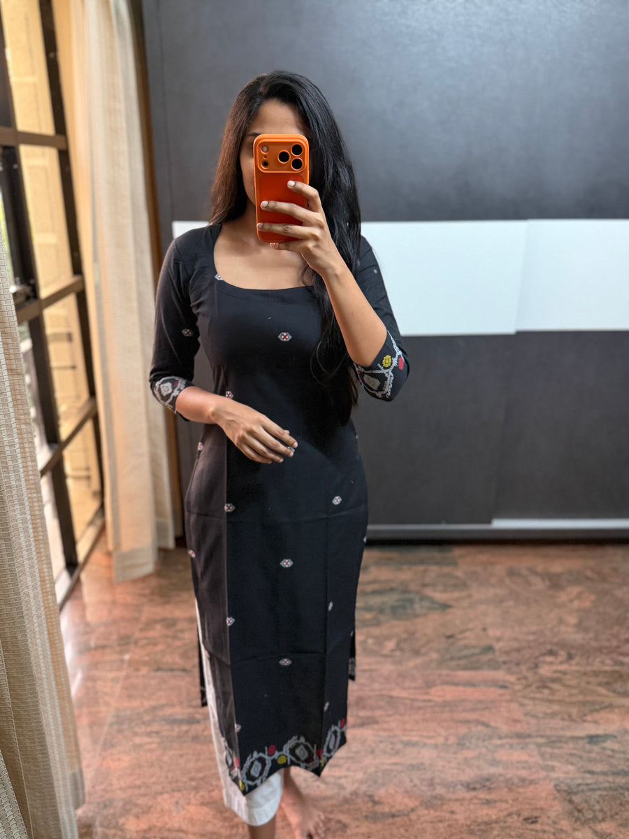 Jamdani Black Kurta