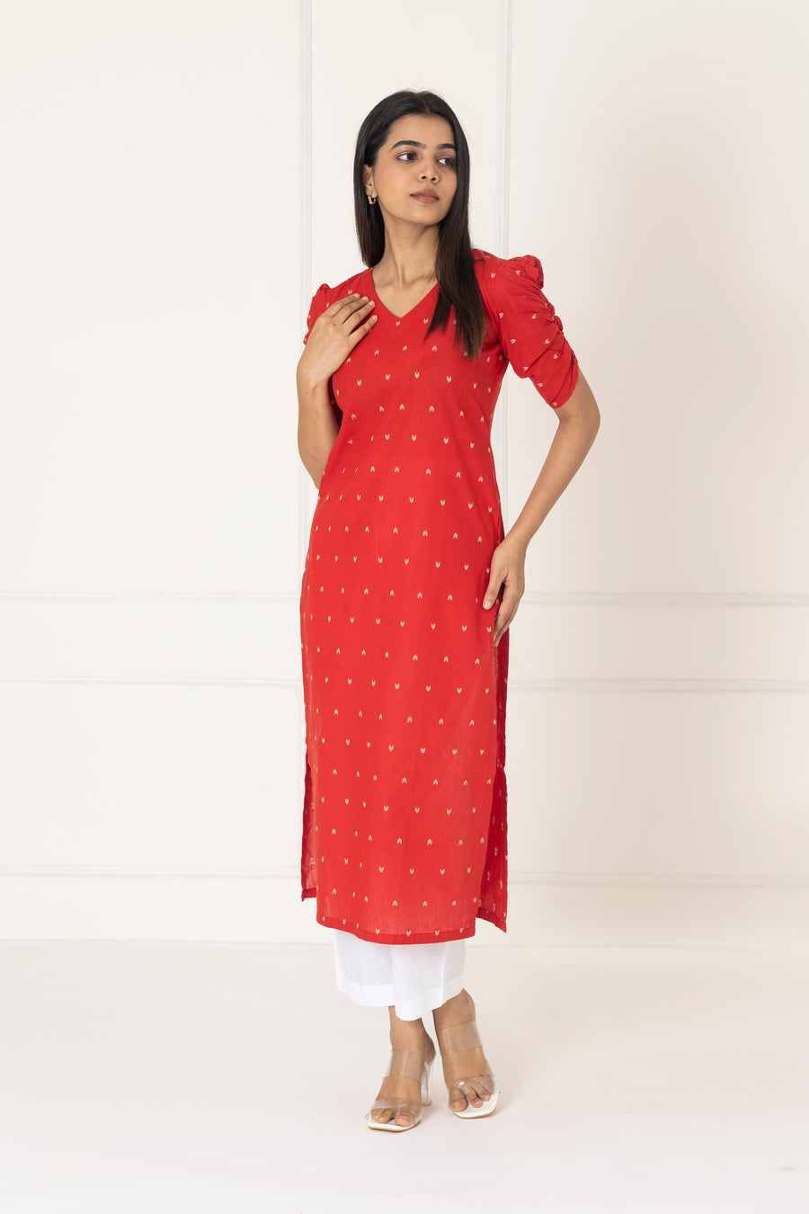 Red Handloom Kurta