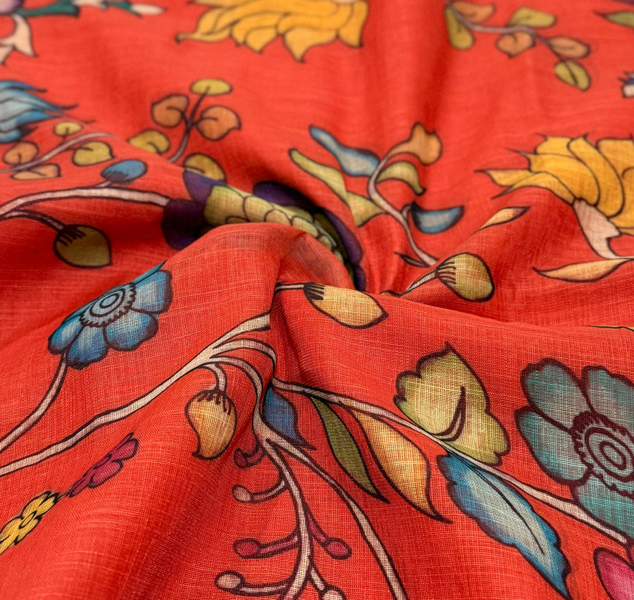Orange Cotton Linen Kurta