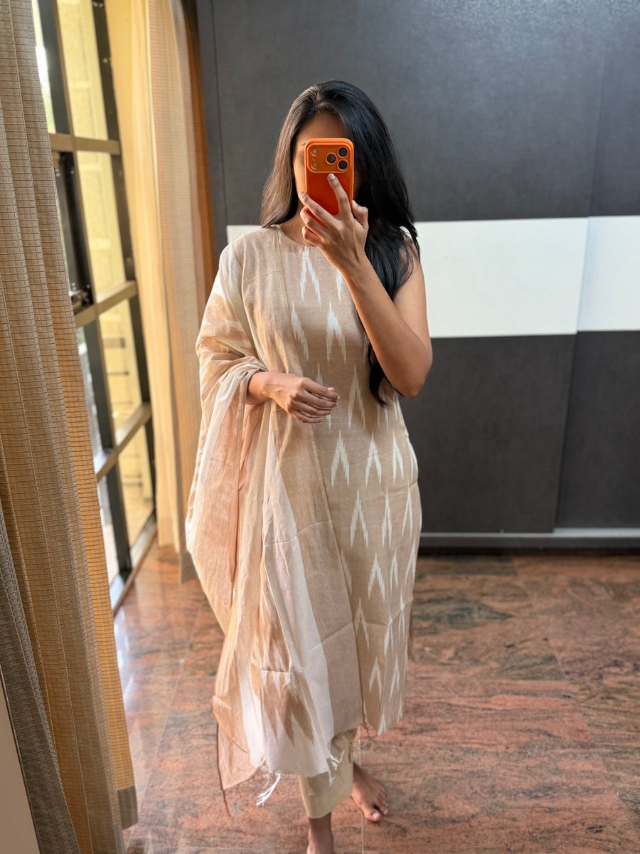 Beige Ikkat 3 Piece Set