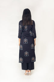 Black Modal Silk Ajrakh Kurta