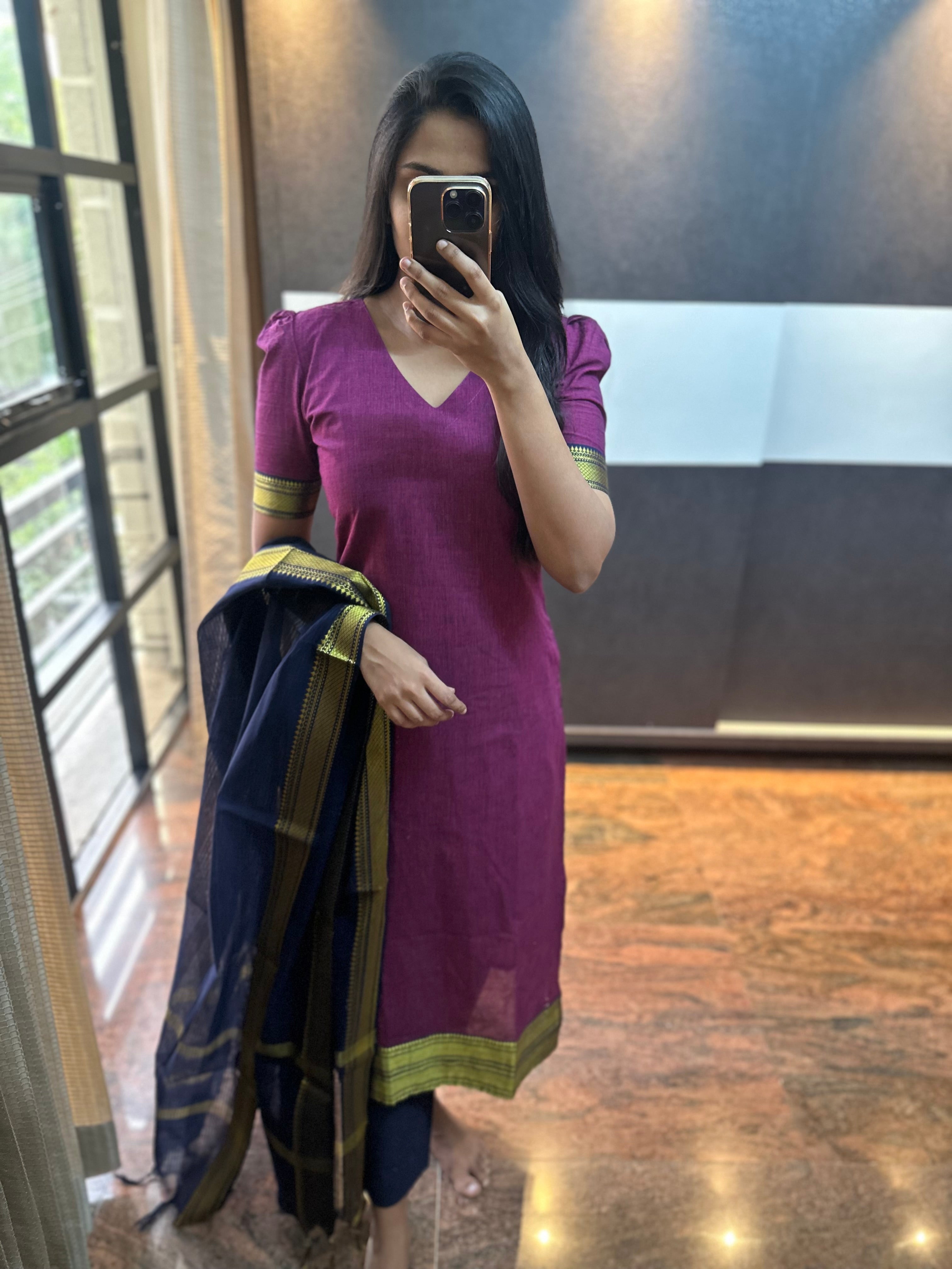 Kanchi Cotton 3 Piece Set - Purple