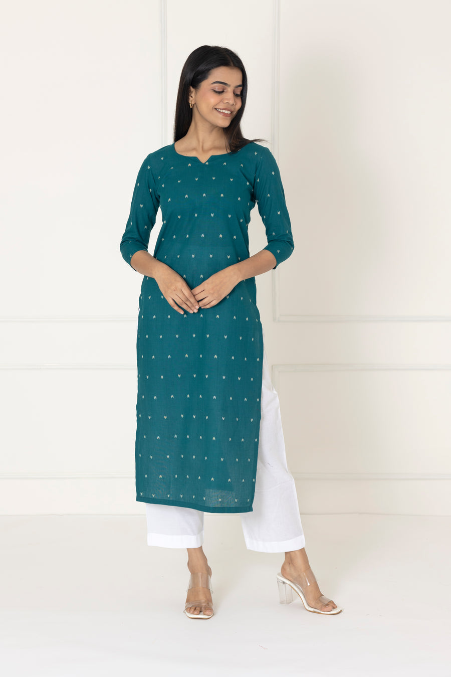 Sea Blue Handloom Kurta