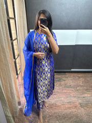 Blue Banarasi 3 piece Set