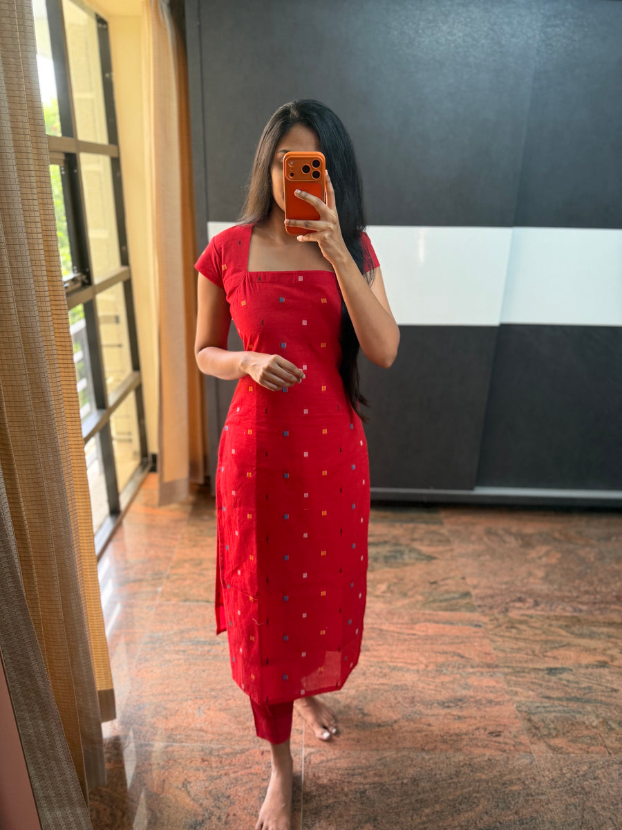Handloom Cotton Red Co-Ords