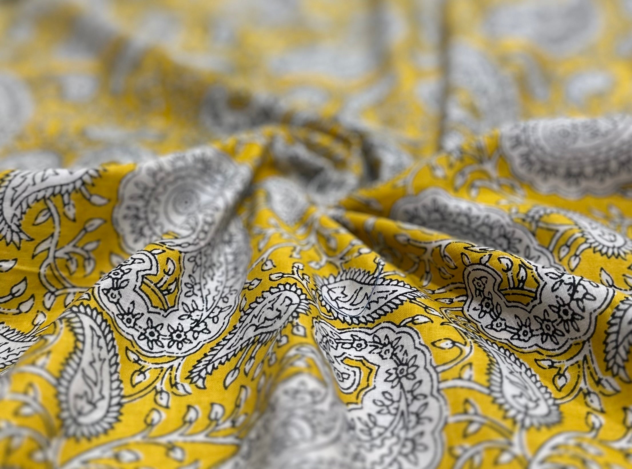 Yellow Paisley Cotton Kurta