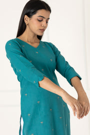 Blue Lotus handwoven kurta