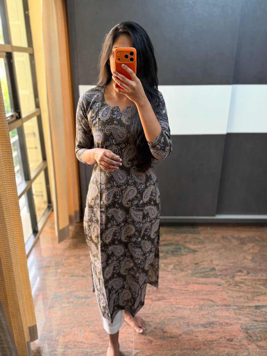 Dark Grey Pasiley Kurta