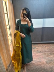 Bottle Green Rawsilk 3 Piece Set