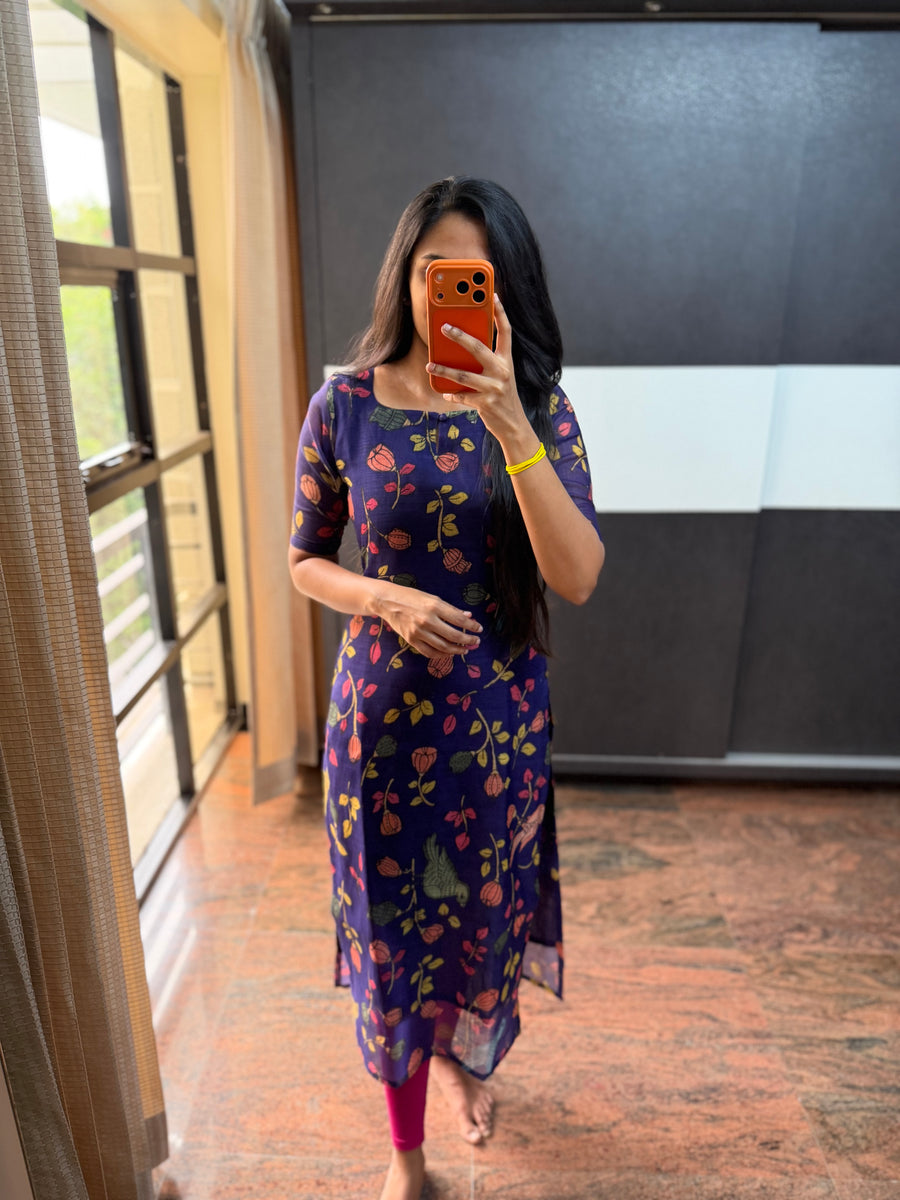 Violet Cotton Linen Kurta