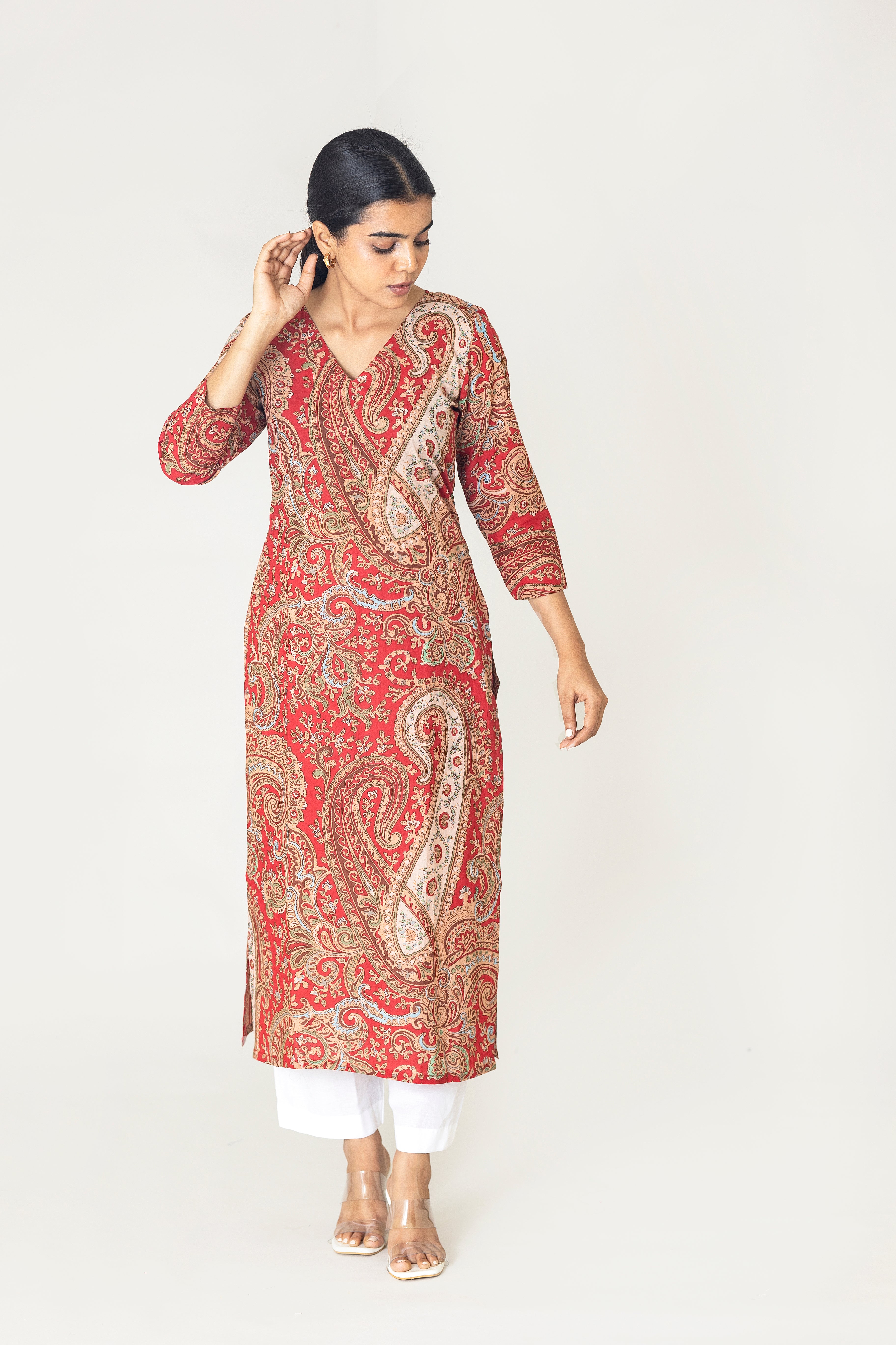 Paisley block printed kurta