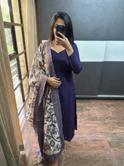 Dark Purple Raw Silk 3 piece set