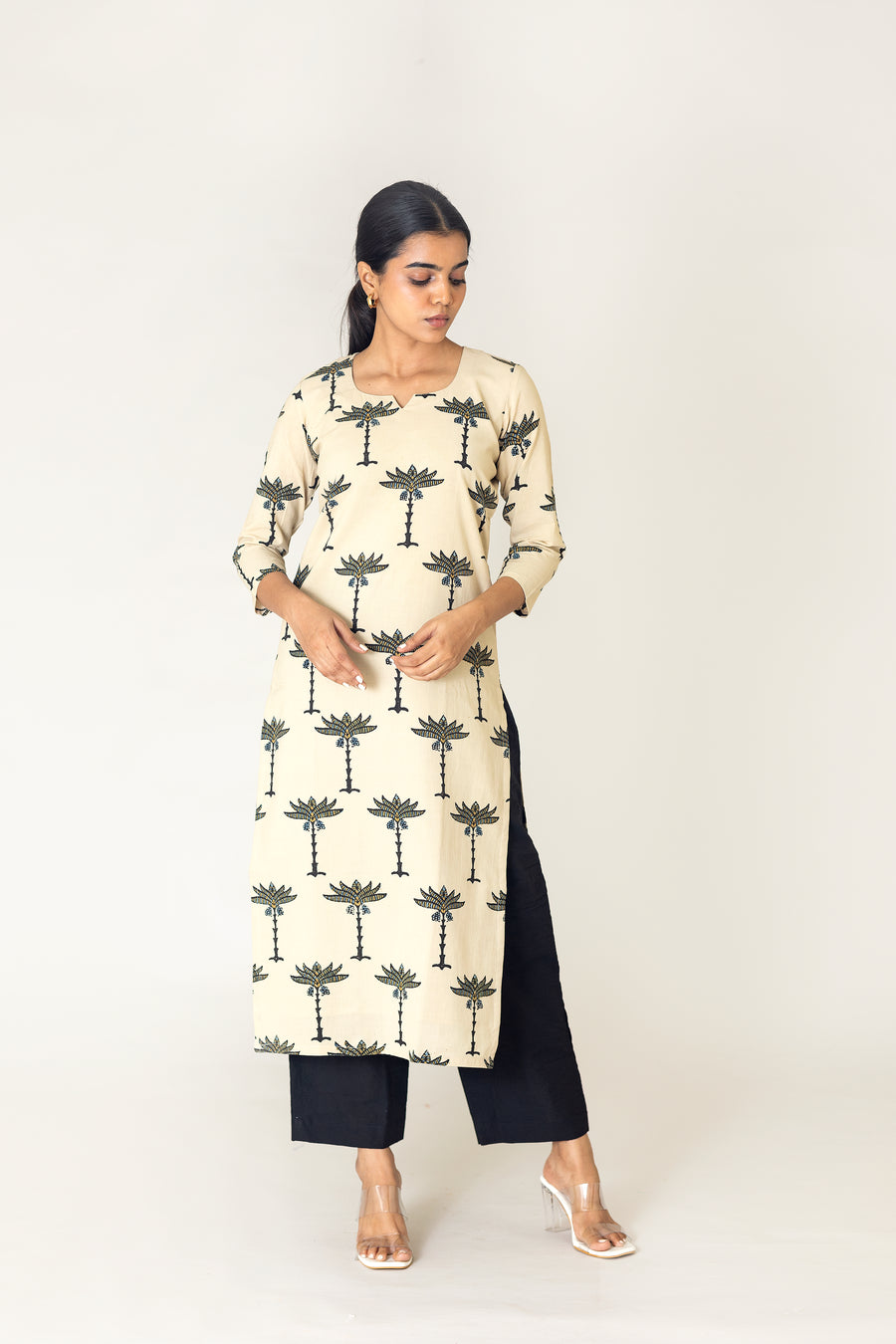 Off-White Ajrakh Block Printed kurta