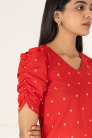 Red Handloom Kurta