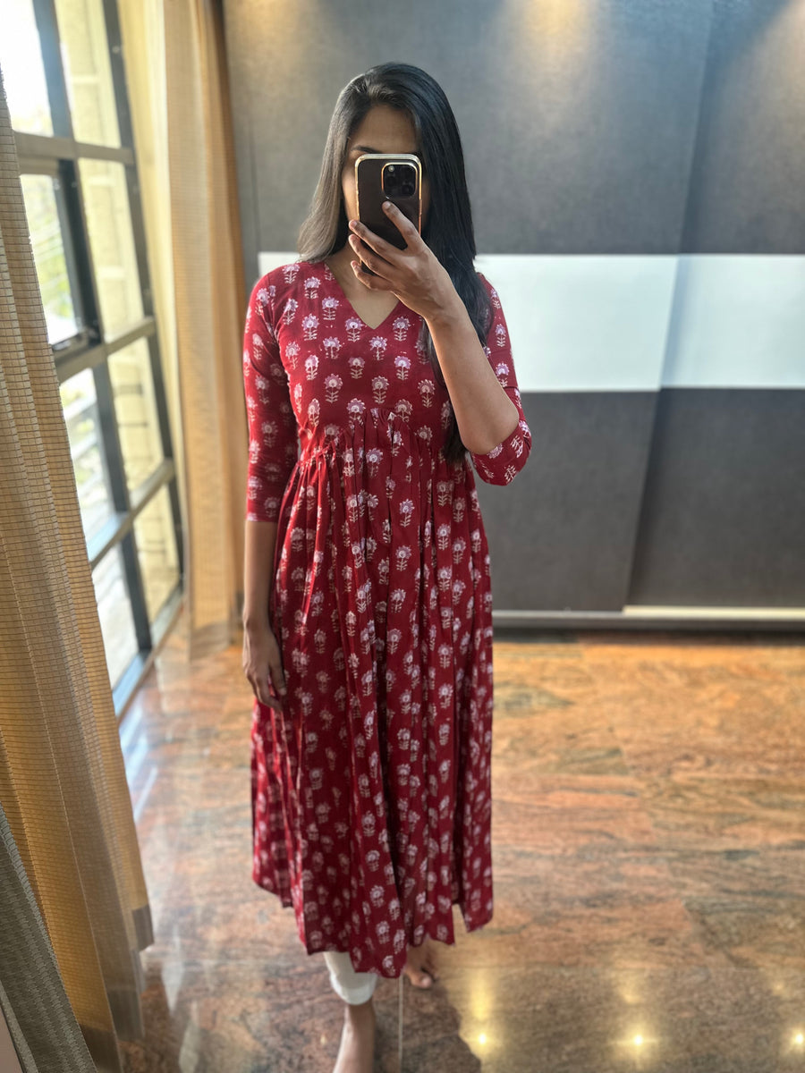 Red Aliacut Kurta