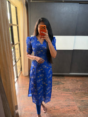 Blue Cotton Linen Kurta