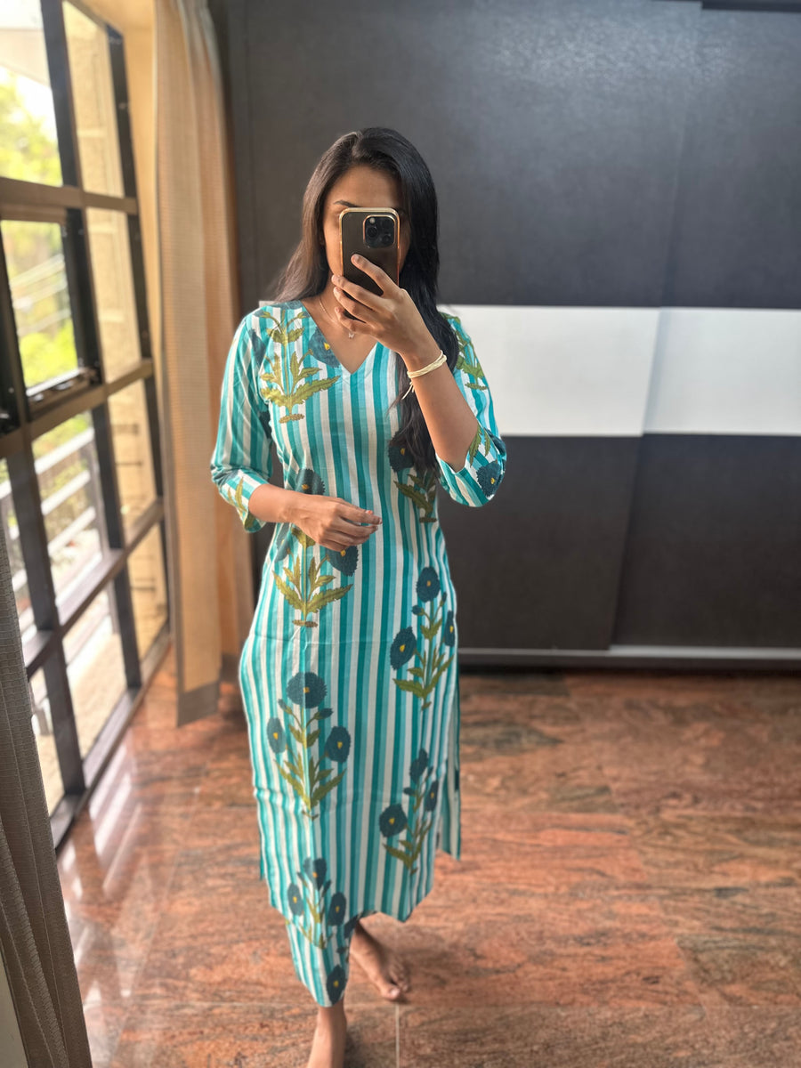 Blue Mughal Print Cotton Co-Ords