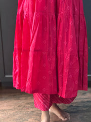Hot Pink Panel Anarkali Set