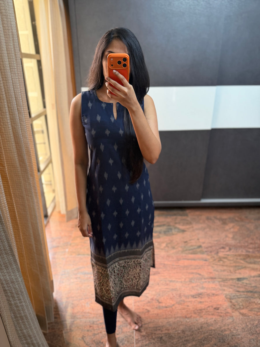 Blue Ikkat Kurta
