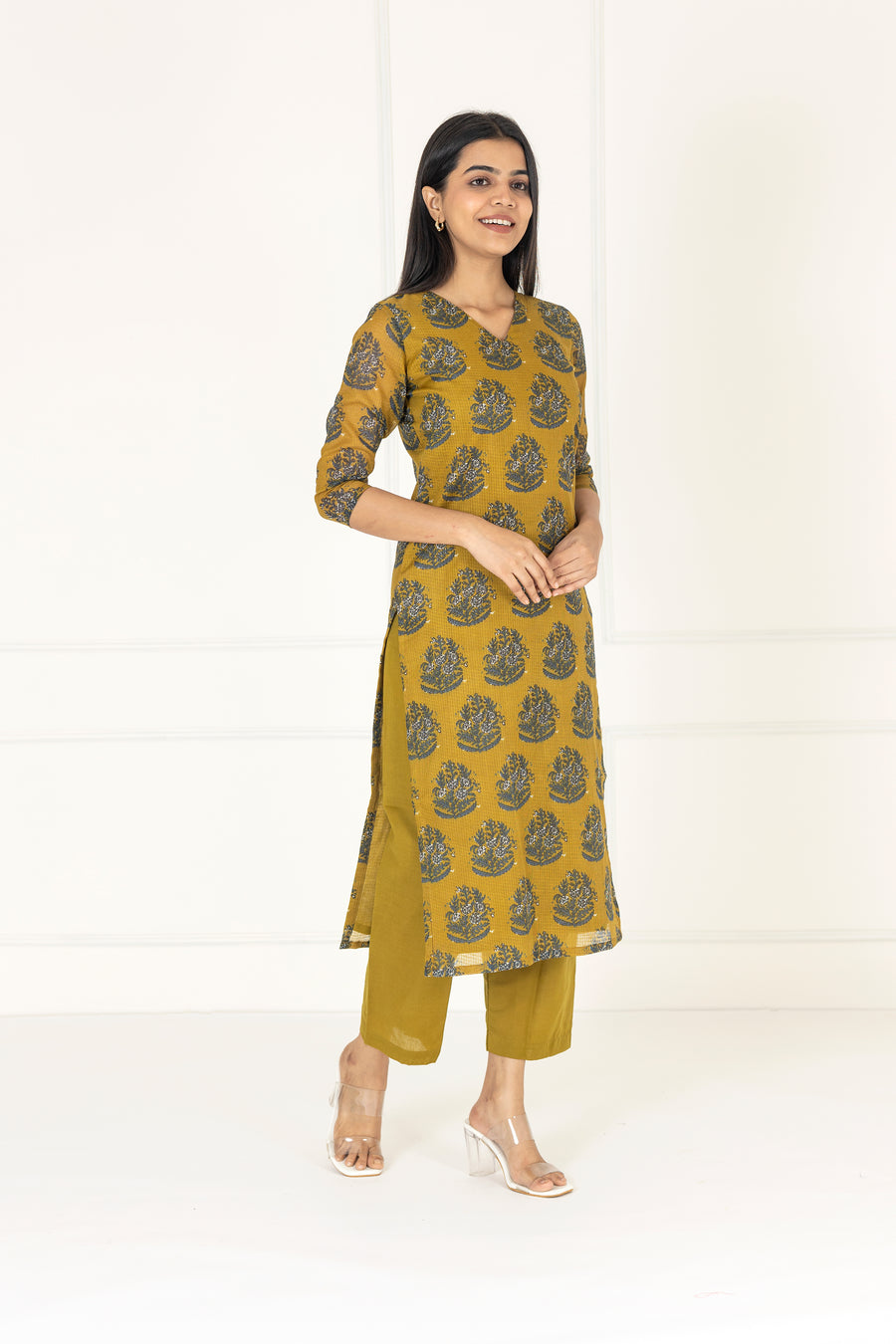 Mehandi Green Kota Kurta