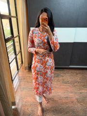 Orange Cotton Kurta