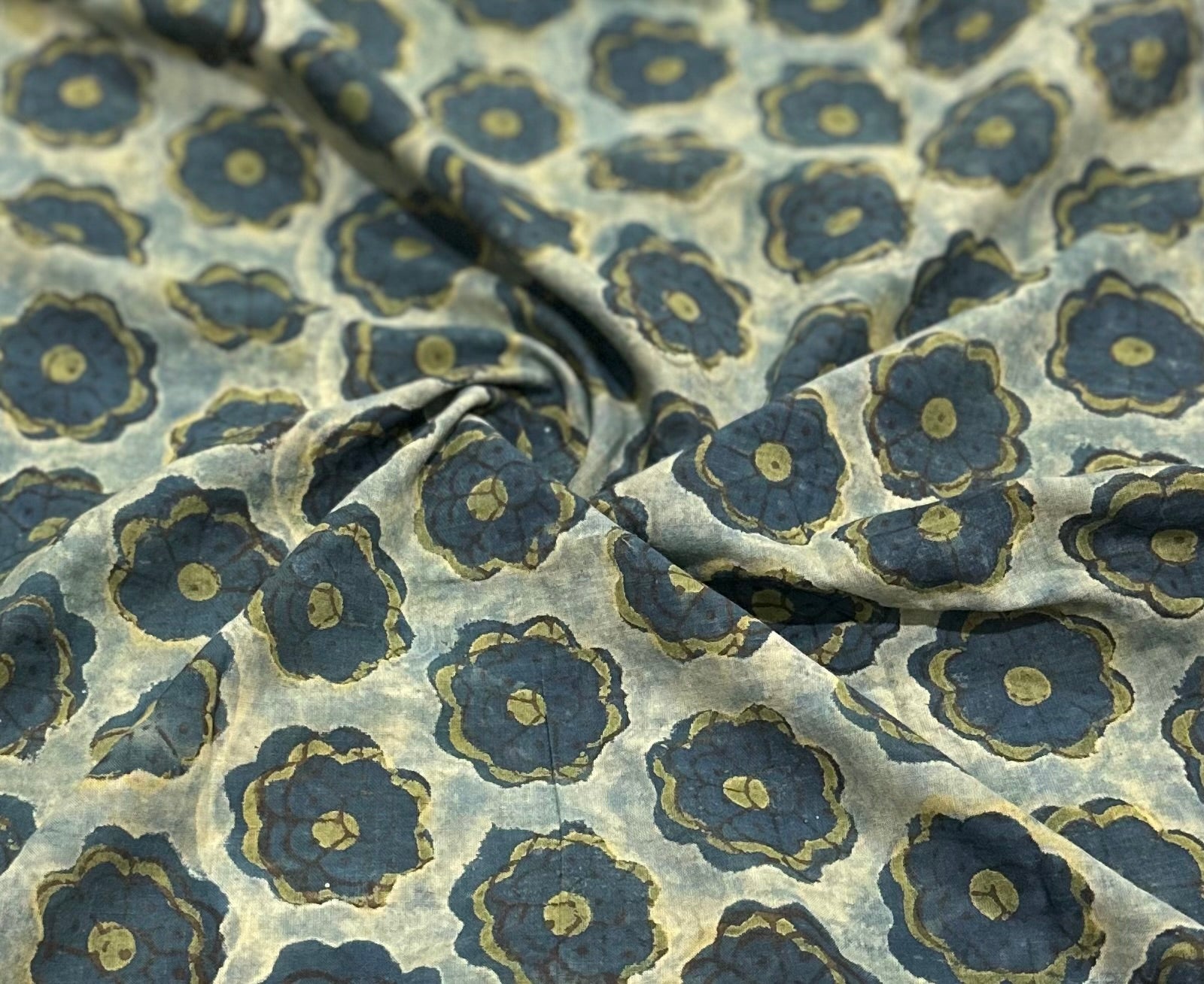 Vanaspathi Ajrakh 3 Piece Set (Blue)