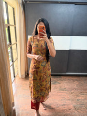 Mustard Cotton Linen Kurta