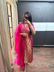 Pink Banarasi 3 Piece Set