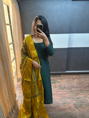 Bottle Green Rawsilk 3 Piece Set